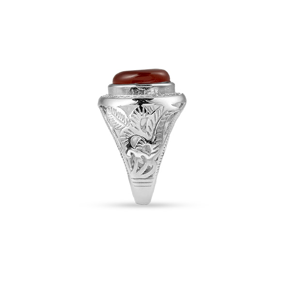 Men Silver Ring, Red Stone (S-5020)