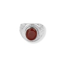 Men Silver Ring, Red Stone (S-5020)