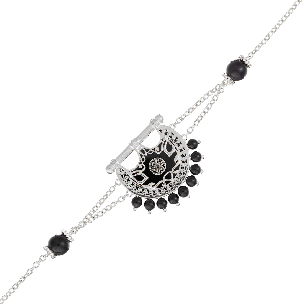 Kahila's Silver Bracelet with Black Onyx Stone (KC99)