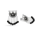 Kahila's Silver Earring with Black Onyx Stone and Drop (KC109)