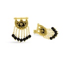 Kahila's Gold - Plated Silver Earring with Black Onyx Stone and Drop (KC112)