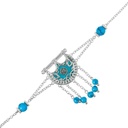 Kahila's Silver Bracelet with Turquoise Stone and Drop (KC73)