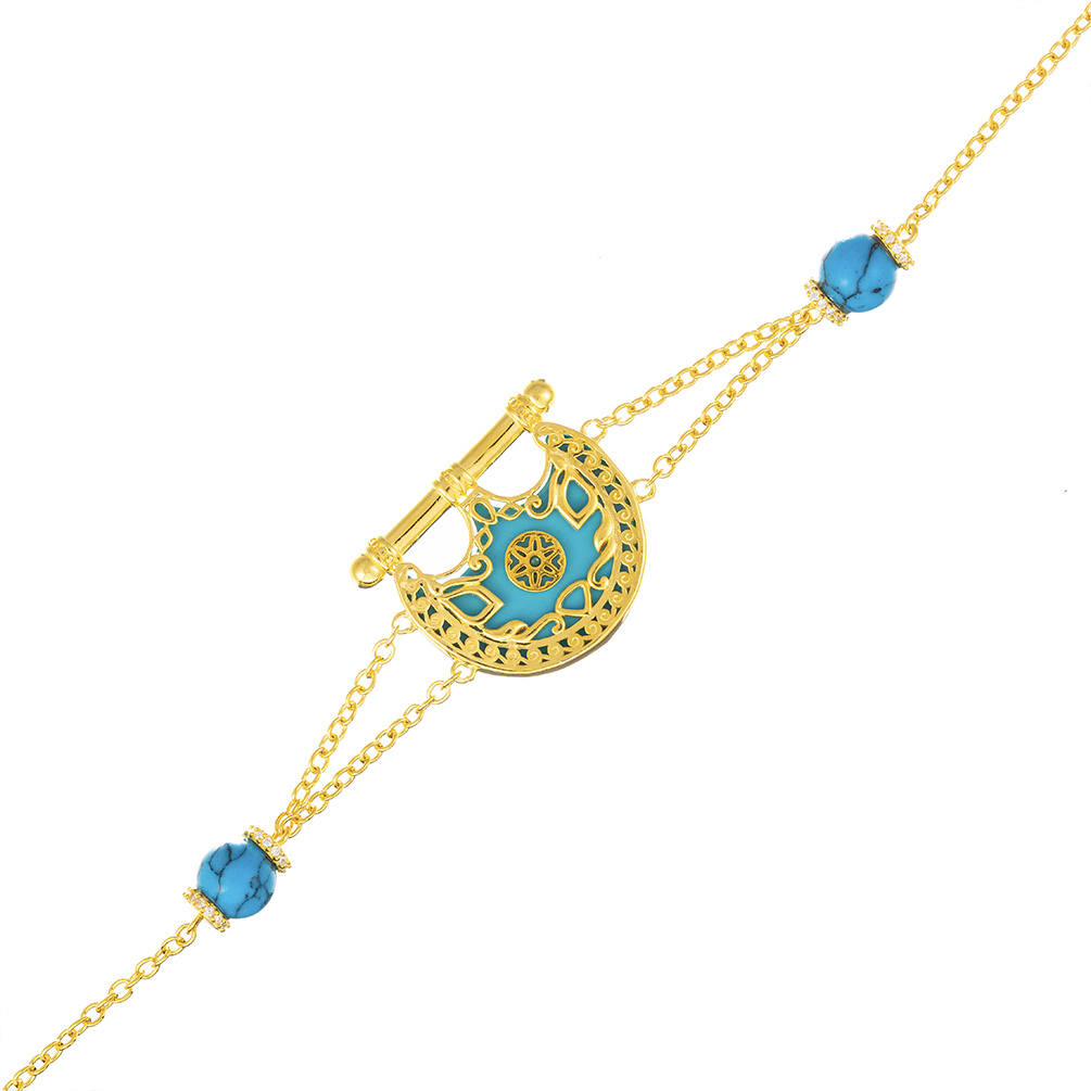 Kahilah's Gold-Plated Silver Bracelet with Turquoise (KC83)