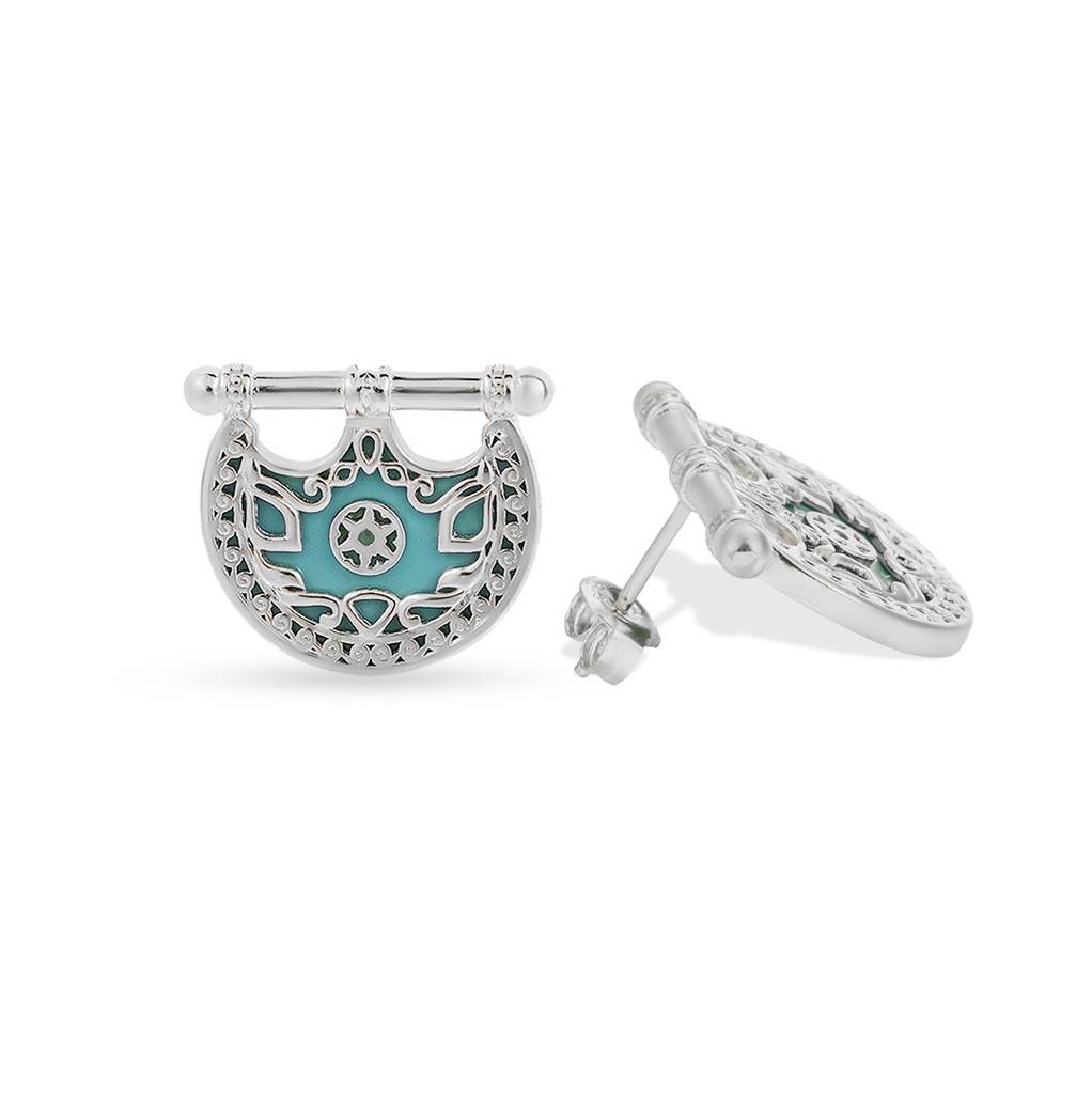 Kahila's Silver Earring with Turquoise Stone (KC76)