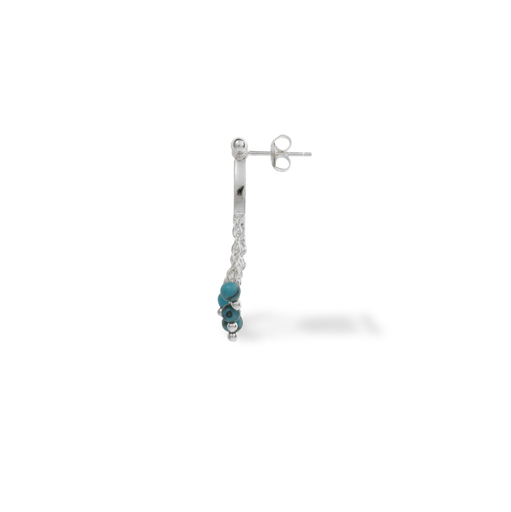 Kahila's Silver Earring with Turquoise Stone and Drops (KC79)