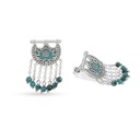 Kahila's Silver Earring with Turquoise Stone and Drops (KC79)