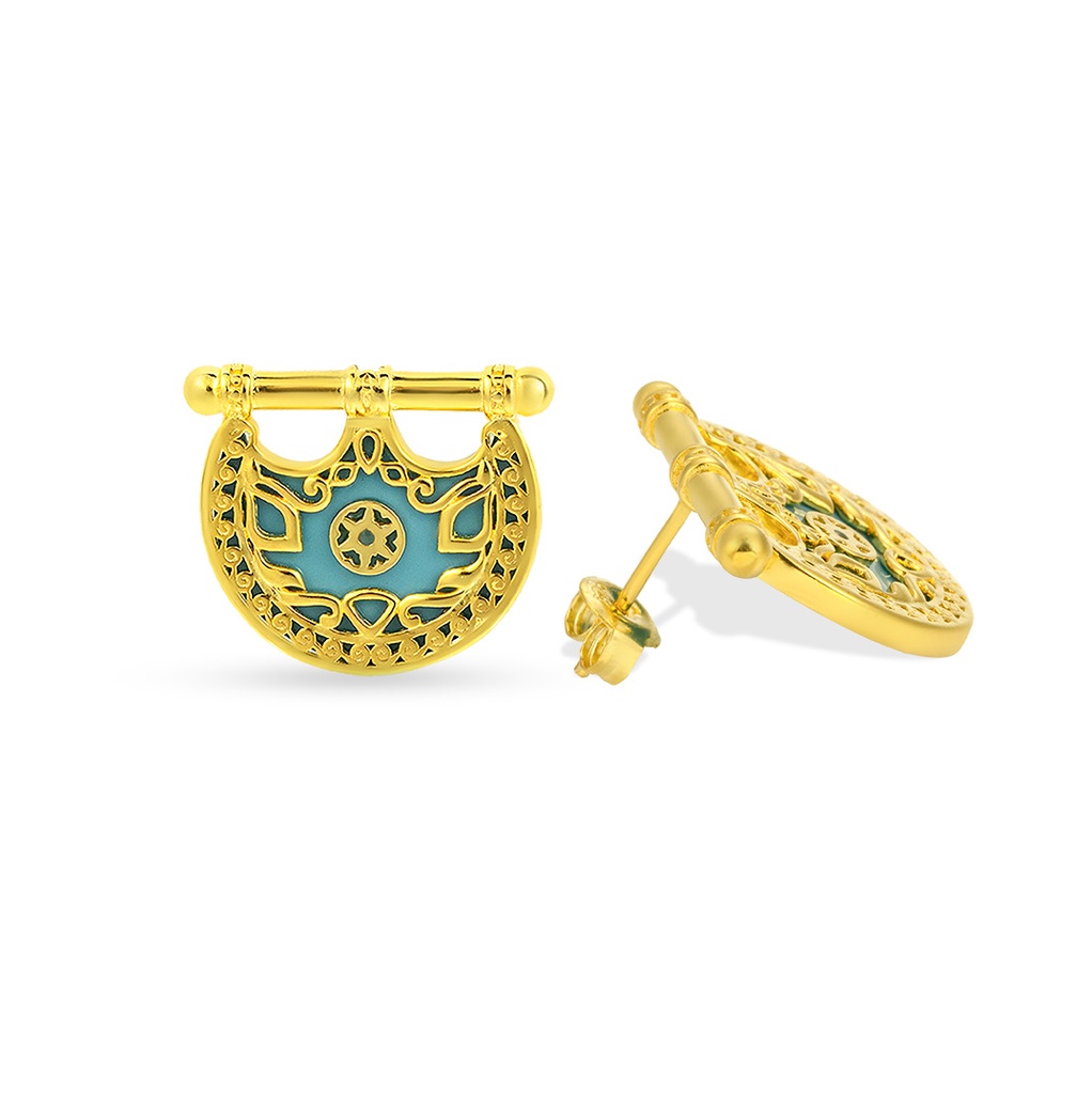 Kahilah's Gold-Plated Silver Earring with Turquoise Stone (KC87)