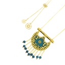 Kahila's Gold - Plated Silver Necklace with Turquoise Stone and Drops - Large (KC93)