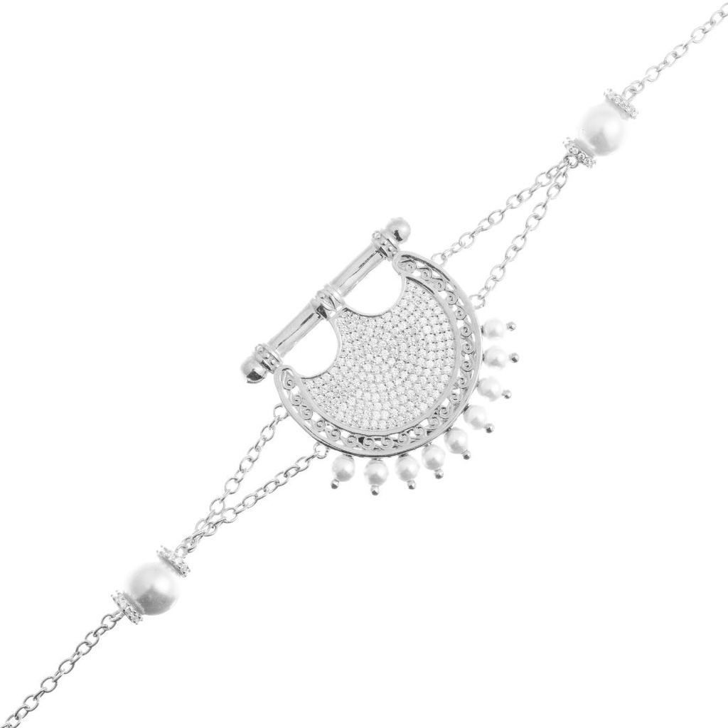 Kahila's Zircon Pearl Silver Bracelet (KC128)