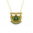 Kahilah's Gold-Plated Silver Necklace with Malachite stone  (KC27)