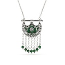 Kahilah's Silver Necklace with Malachite stone and drops  (KC29)