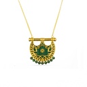 Kahilah's Gold-Plated Silver Necklace with Malachite stone -small (KC33)