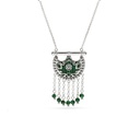 Kahilah's Silver Necklace with Malachite stone and drops-small (KC35)