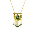 Kahilah's Gold-Plated Silver Necklace with Malachite stone and drops-small (KC36)