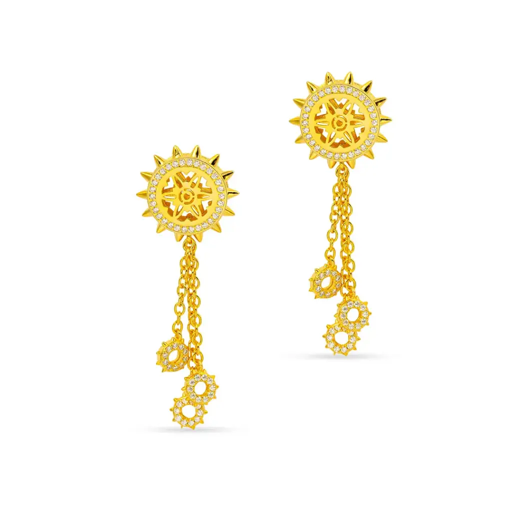 Spiky's Gold-Plated Silver Earring with drops(SPC4)