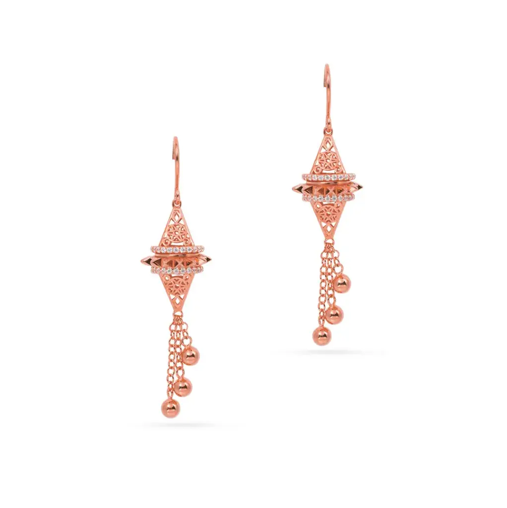 Zayan's Rose Gold-Plated Silver Earring with Drops (ZC30)