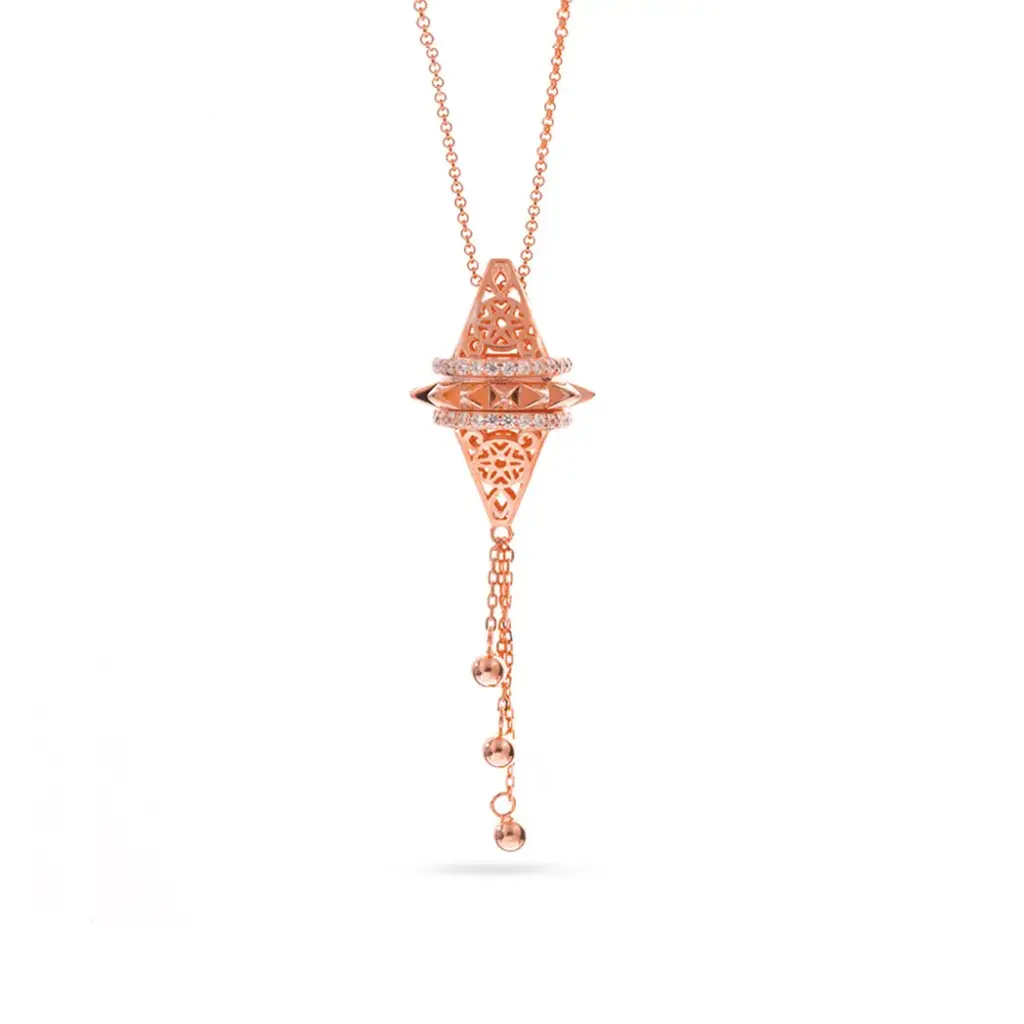 Zayan's Rose Gold-Plated Silver Necklace with drops - Small (ZC17)