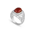 Men Silver Ring, Red Stone (S-5020)