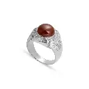 Men Silver Ring, Red Stone (S-5142)