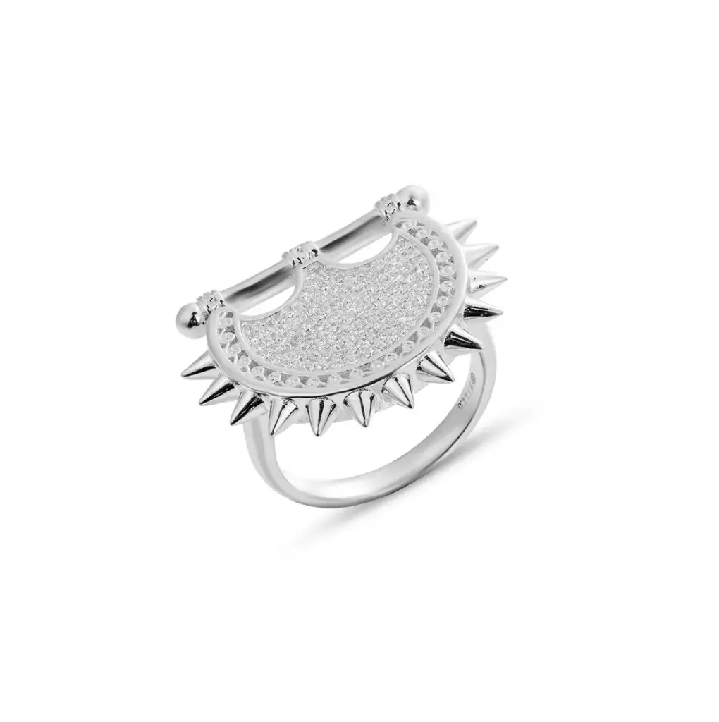 Kahila's Zircon Spiky Silver Ring (KC56)