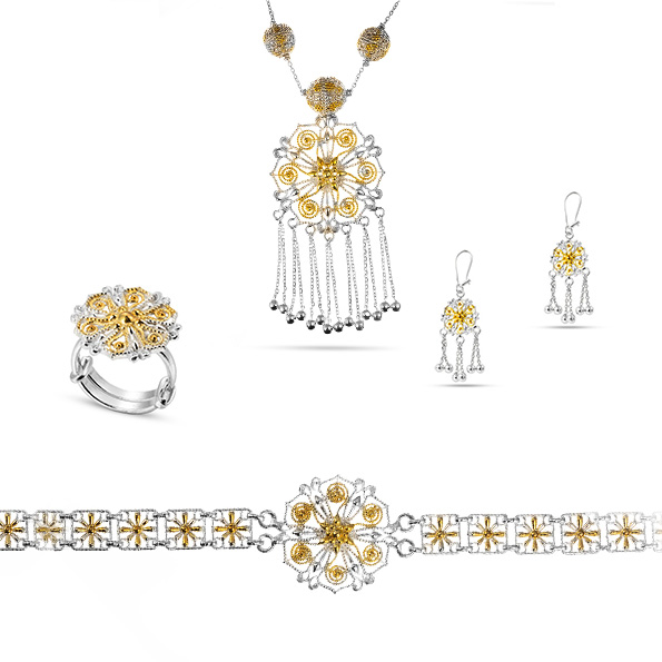 Omani Silver Set, partially gold plated - Merriyah (OS113)