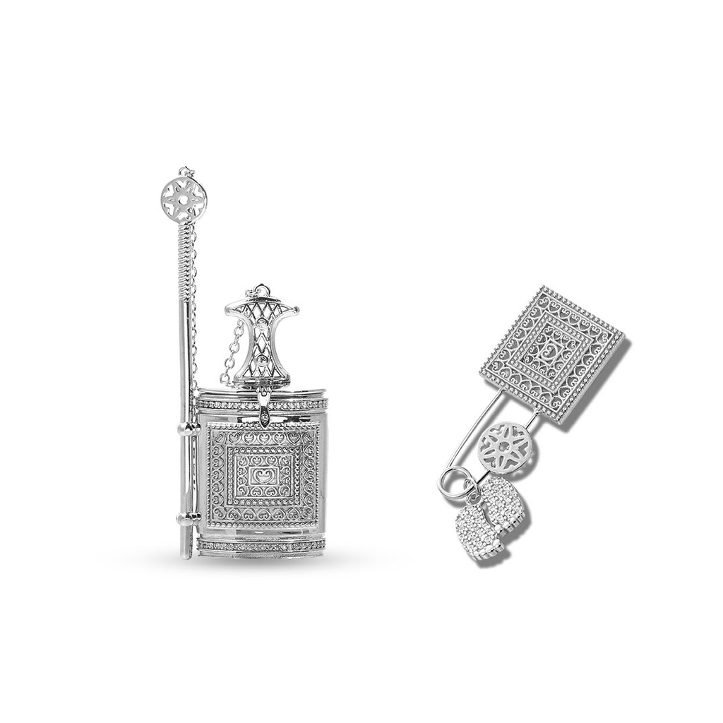 A Set of Silver Kohl-Pot and Baby Pin - Khanjar Design