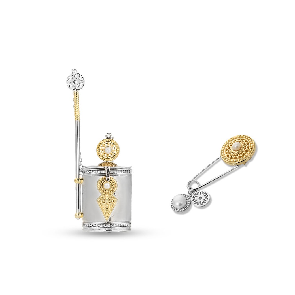 A Set of Silver Kohl-Pot and Baby Pin - Shahid Design