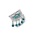 Kahila's Silver Ring with Turquoise Stone and Drop (KC64)