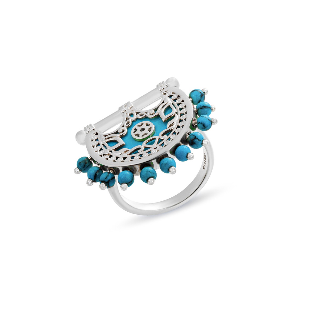 Kahila's Silver Ring with Turquoise Stone (KC65)