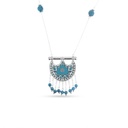 Kahila's Silver Necklace with Turquoise Stone and Drop - Small (KC71)