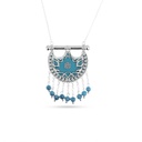 Kahila's Silver Necklace with Turquoise Stone and Drop - Large (KC72)