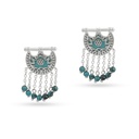 Kahila's Silver Earring with Turquoise Stone and Drops (KC79)