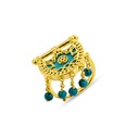 Kahila's Gold Plated- Silver Ring with Turquoise Stone and Drops (KC81)