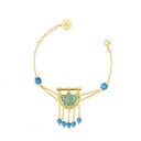 Kahilah's Gold-Plated Silver Bracelet with Turquoise Stone and Drops (KC84)