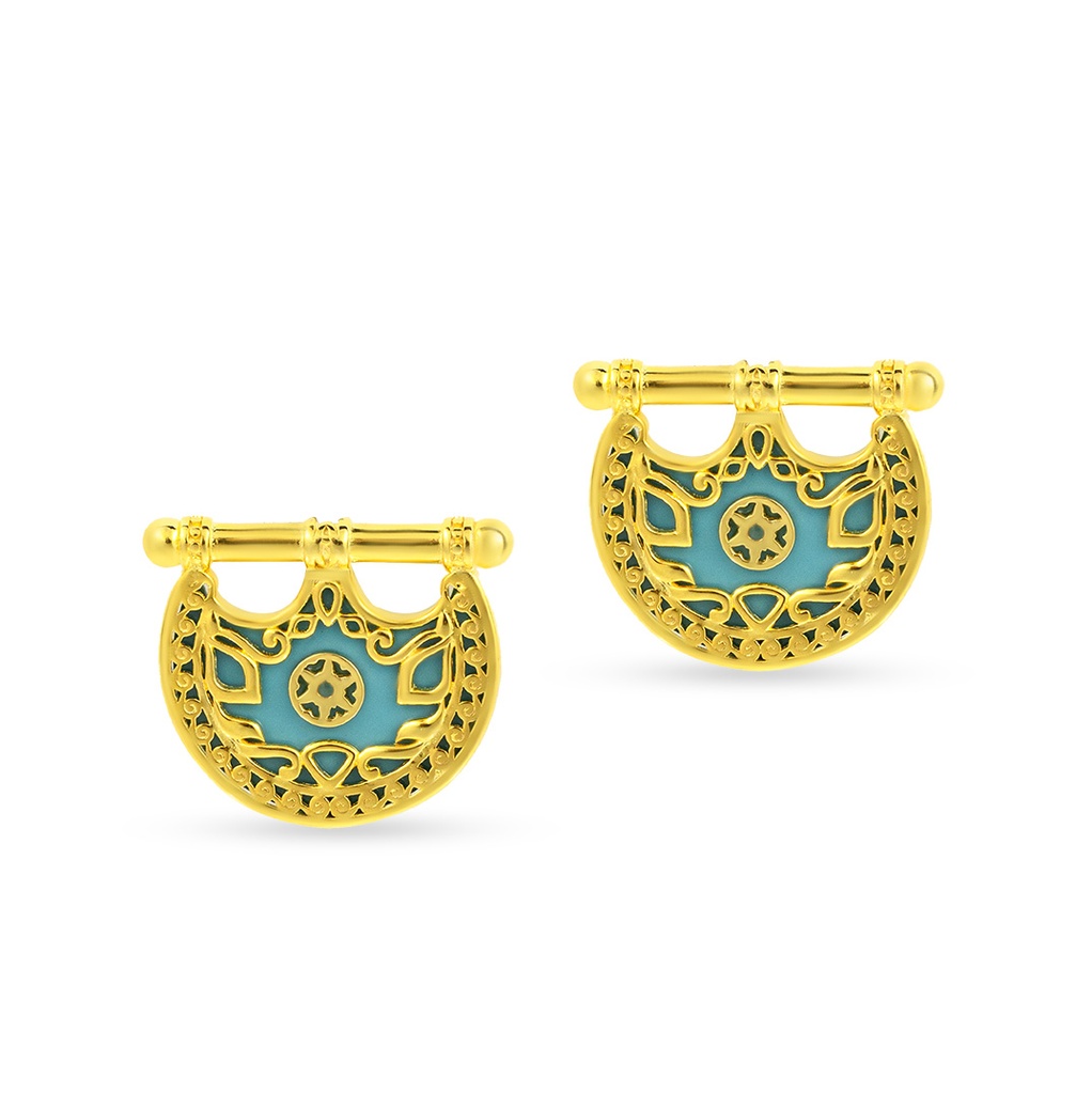 Kahilah's Gold-Plated Silver Earring with Turquoise (KC87)
