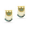 Kahilah's Gold-Plated Silver Earring with Turquoise Stone and Drops (KC88)