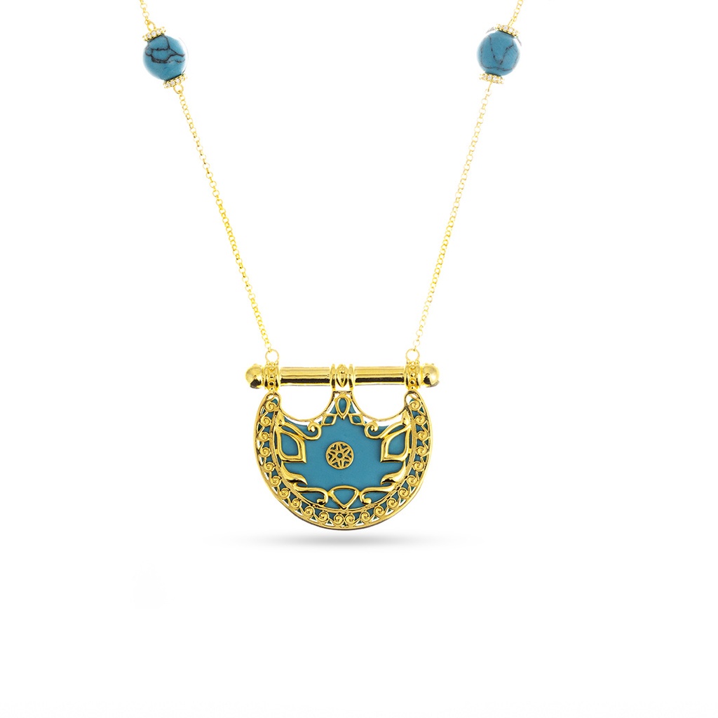 Kahila's Gold - Plated Silver Necklace with Turquoise - Small (KC89)