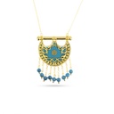 Kahila's Gold - Plated Silver Necklace with Turquoise Stone and Drops - Large (KC93)