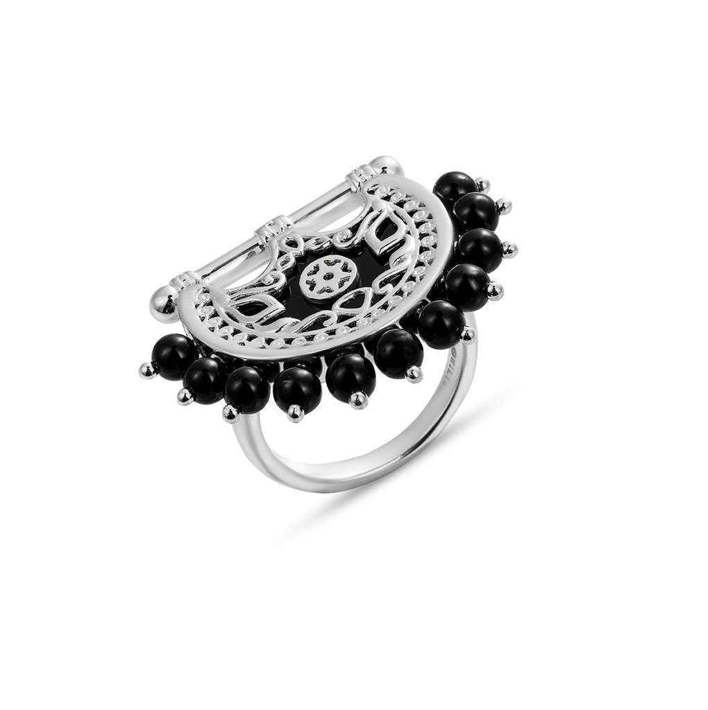 Kahila's Silver Ring with Black Onyx Stone (KC96)