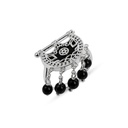 Kahila's Silver Ring with Black Onyx Stone and Drops (KC97)