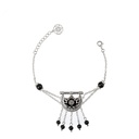 Kahila's Silver Bracelet with Black Onyx Stone and Drops (KC100)