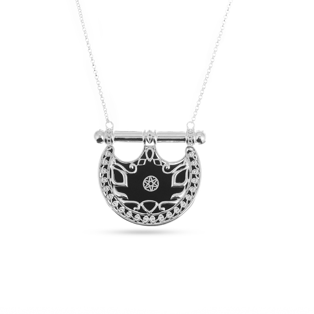 Kahila's Silver Necklace with Black Onyx - Large(KC101)