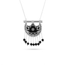 Kahila's Silver Necklace with Black Onyx Stone and Drops - Large (KC103)