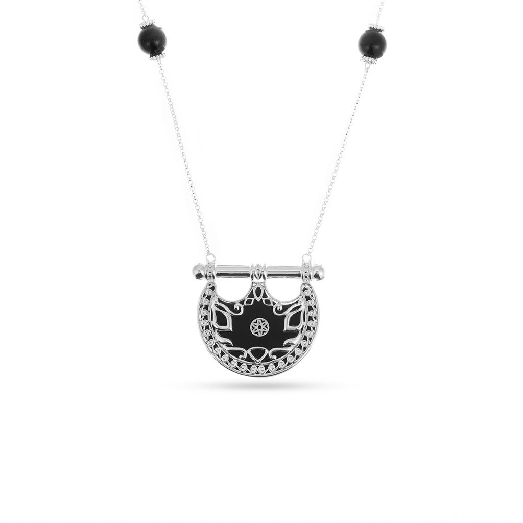 Kahila's Silver Necklace with Black Onyx -Small (KC104)