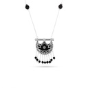 Kahila's Silver Necklace with Black Onyx Stone and Drops -Small (KC106)