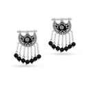 Kahila's Silver Earring with Black Onyx Stone and Drop (KC109)