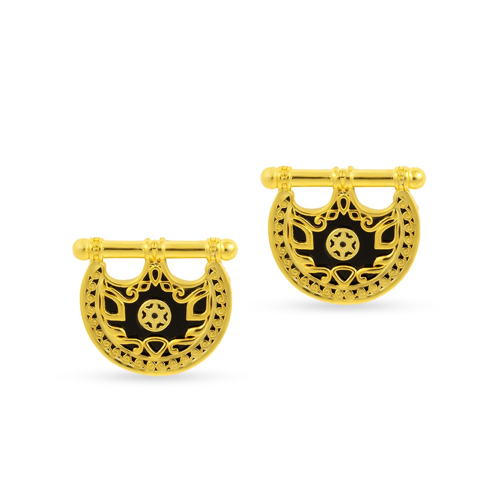 Kahila's Gold - Plated Silver Earring with Black Onyx (KC110)