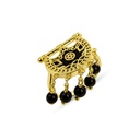 Kahila's Gold - Plated Silver Ring with Black Onyx Stone and Drop (KC116)