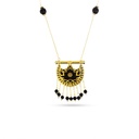 Kahila's Gold - Plated Silver Necklace with Black Onyx Stone and Drop - Small (KC116)