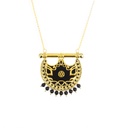 Kahila's Gold - Plated Silver Necklace with Black Onyx Stone -Large (KC118)
